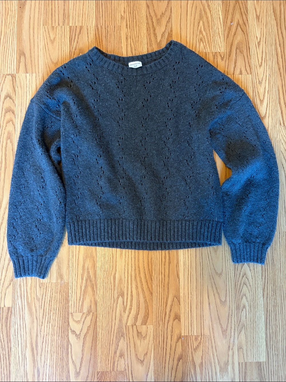 abercrombie kids Charcoal Eyelet Crewneck Sweater